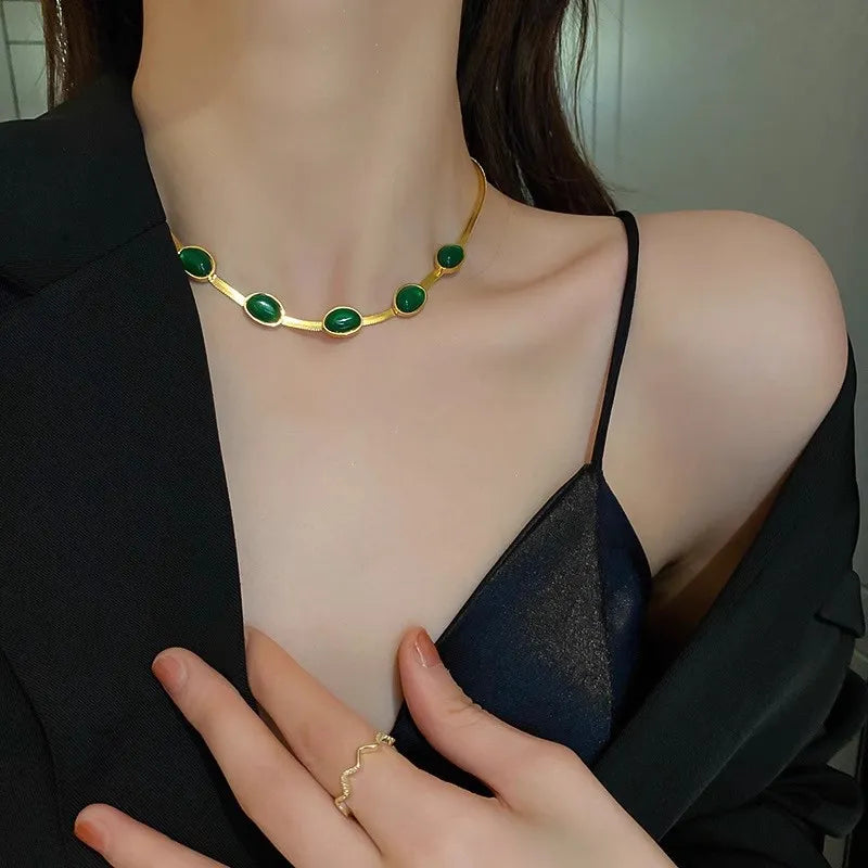 Chic 2024 Green Stone Crystal Jewelry Set